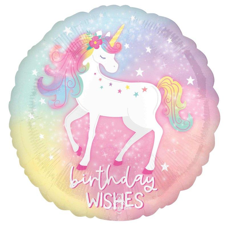 Balloon Foil 45cm Enchanted Unicorn Birthday Wishes