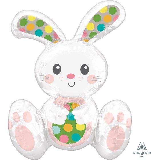 Balloon Foil Shape Sitting Easter Bunny 38cm X 50cm Air Fill Only