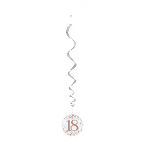 Hanging Swirls 18th Birthday Sparkling Fizz Rose Gold Pk/6