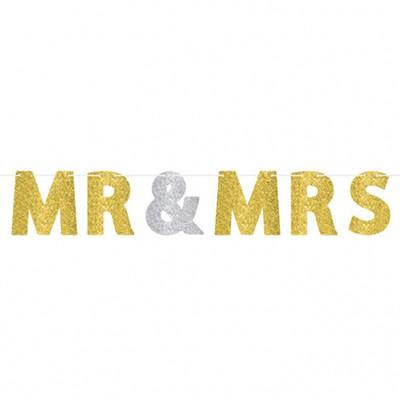 Banner Mr & Mrs Gold/Silver Glitter