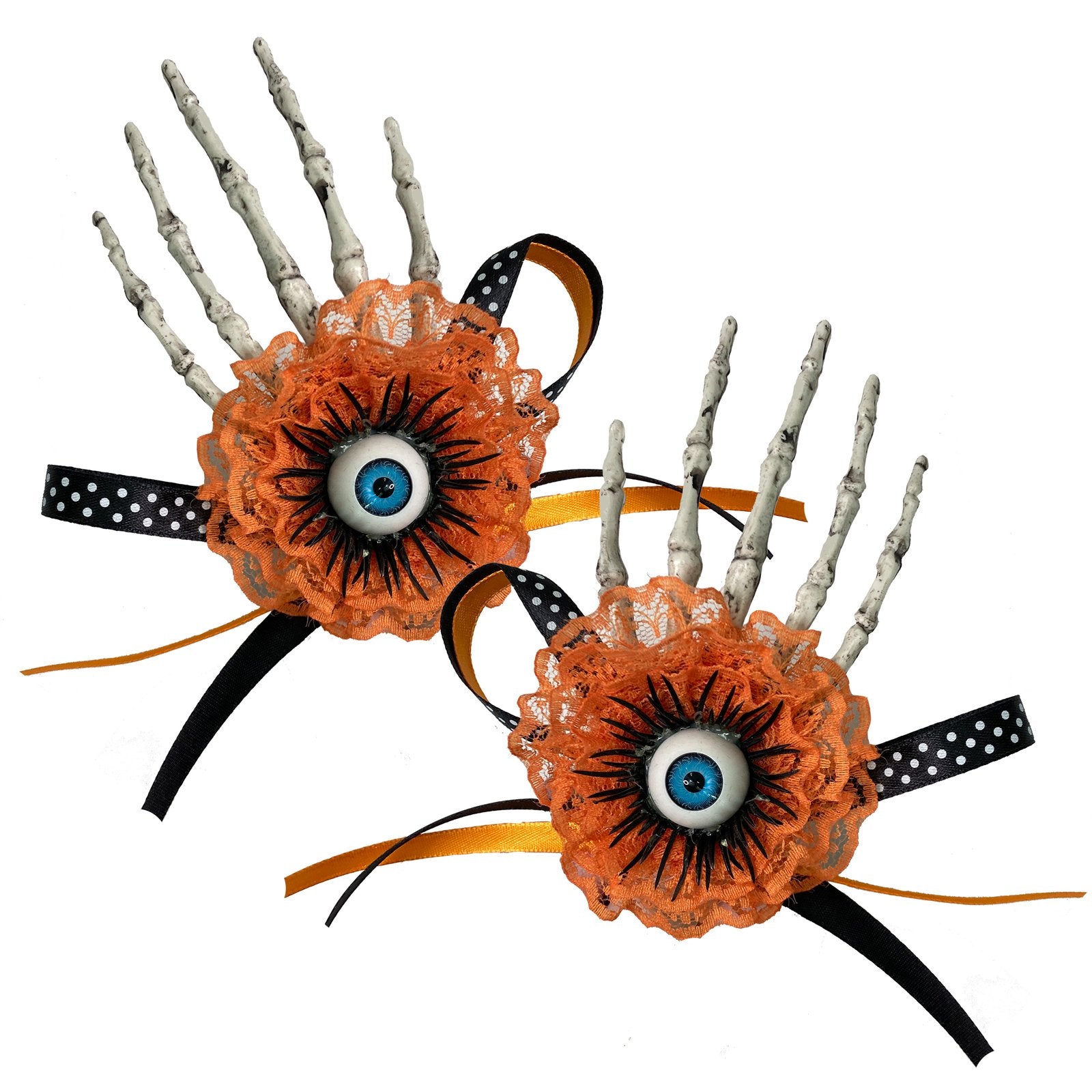 Hair Clips Trick Or Treat Skeleton A Pair