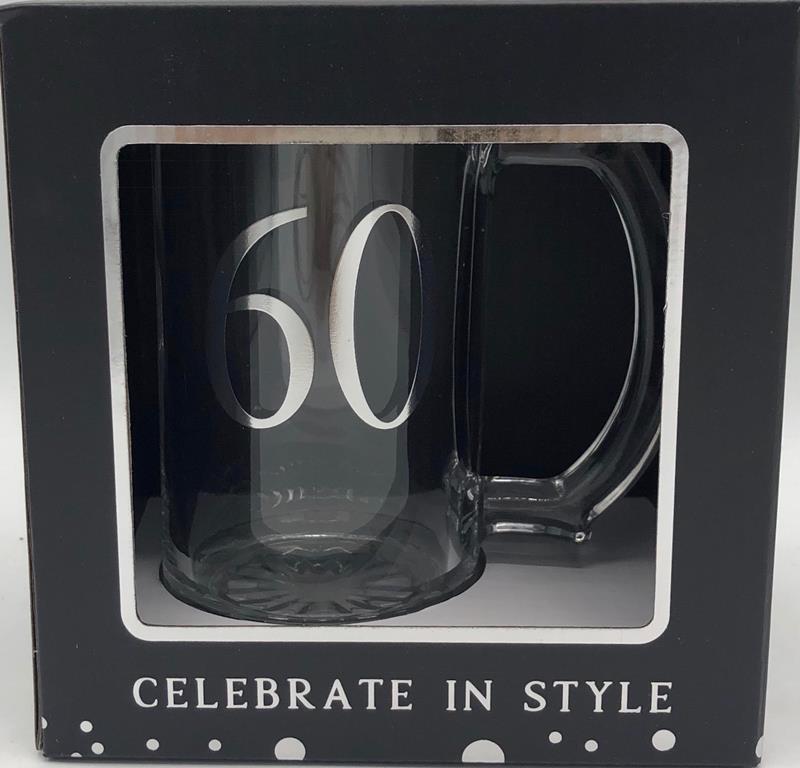 Glass Beer Tankard 60th B/Day