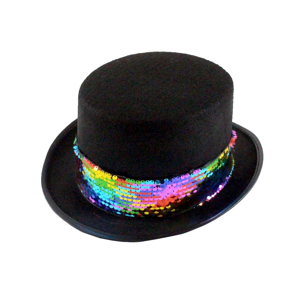 Hat Top Black With Rainbow Headband