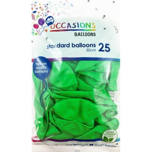 Latex Balloons Green 30cm Occasions Budget Pk/25