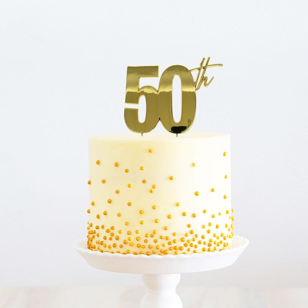 Topper 50th Gold Metal 11cm X 9cm