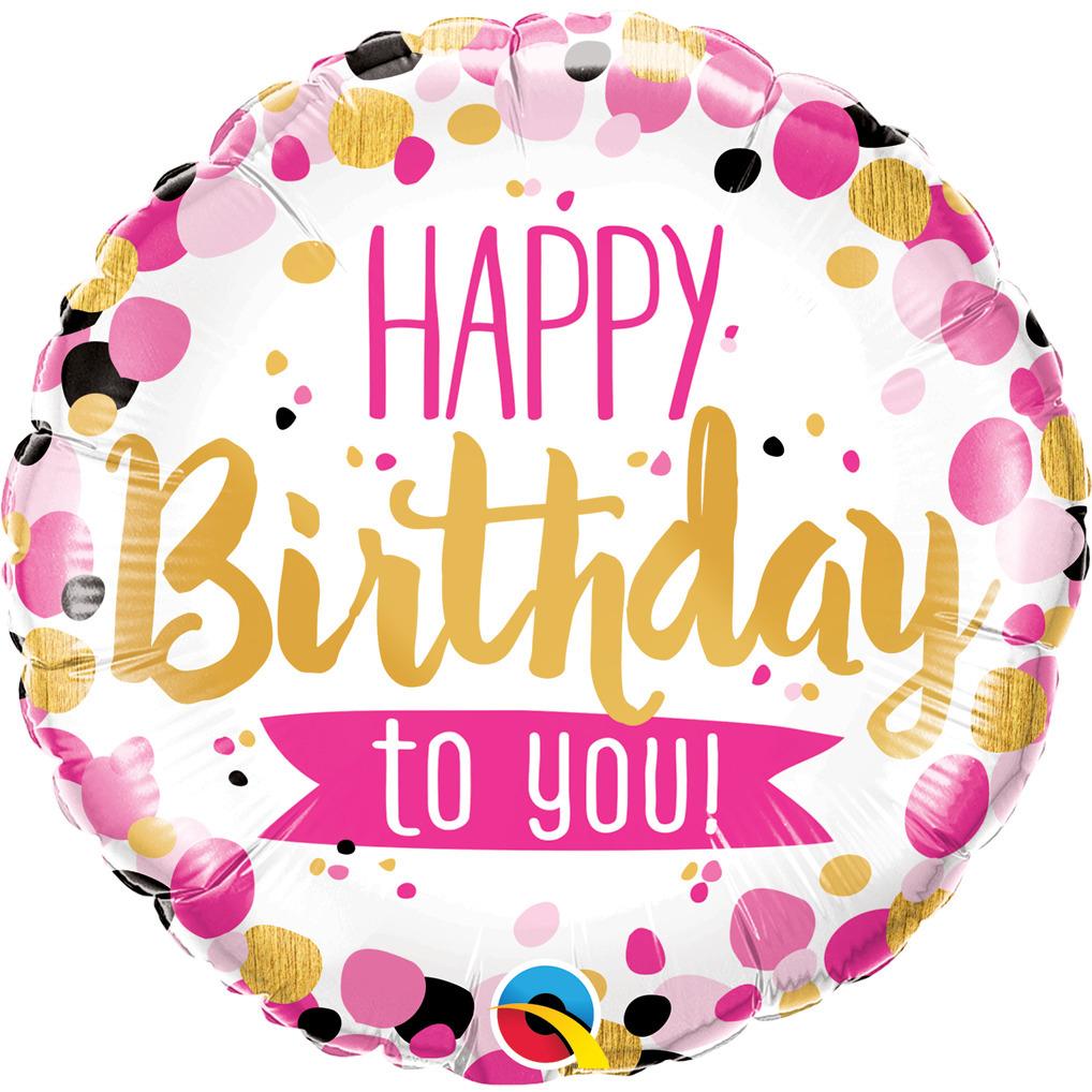 Balloon Foil 45cm Pink/Gold Happy Birthday To You