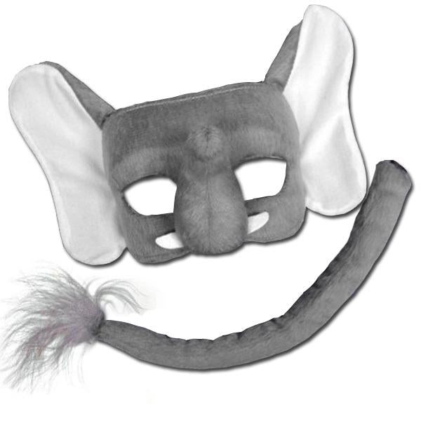 Animal Costume Mask Set Deluxe Elephant Grey