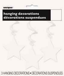 Hanging Stars White 90cm Pk/3