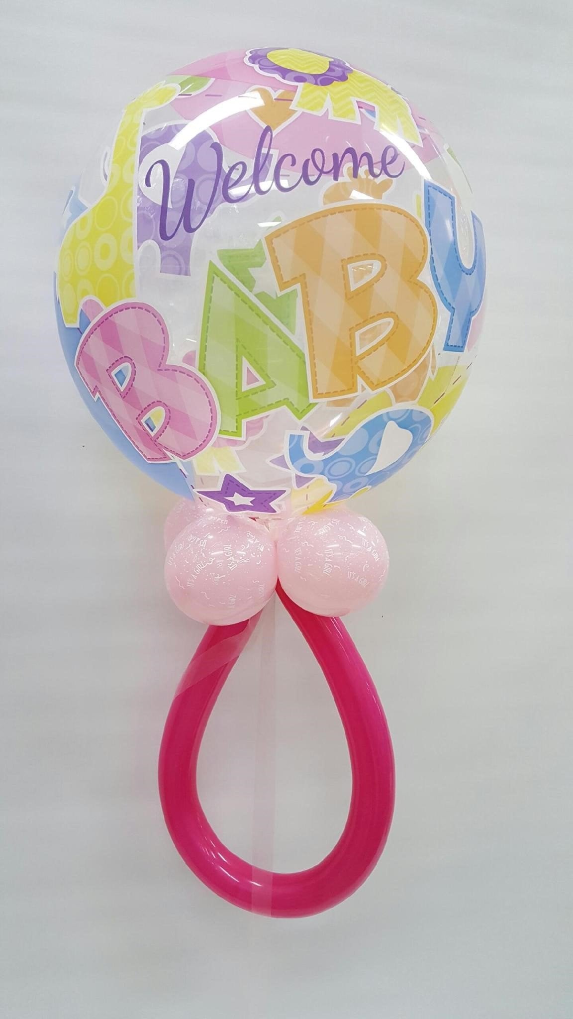 Balloon Baby Girl Rattle On A Weight