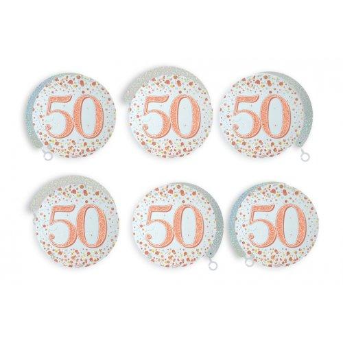Hanging Swirls 50th Birthday Sparkling Fizz Rose Gold Pk/6