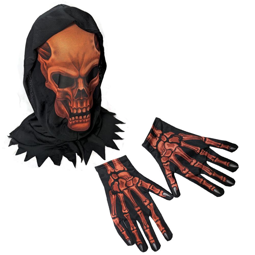 Mask Red Devil Full Head With Gloves