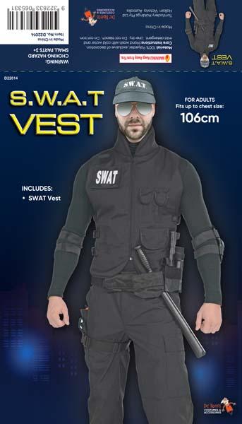 Police Swat Attack Vest Nylon Black Adult One Size