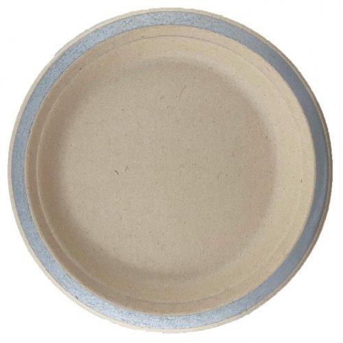 Sugarcane Plate Silver Rim 23cm Pk/10 Eco Friendly