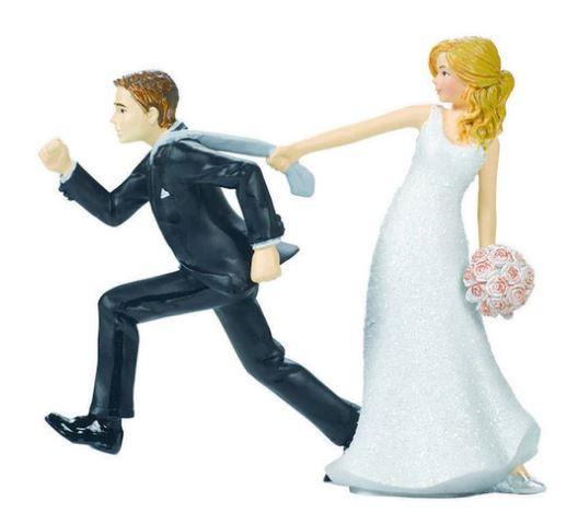 Cake Topper Bride & Groom Tie Puller - Discontinued Line Last Chance To Buy