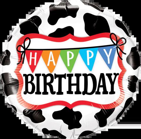 Balloon Foil 45cm Happy Birthday Holstein
