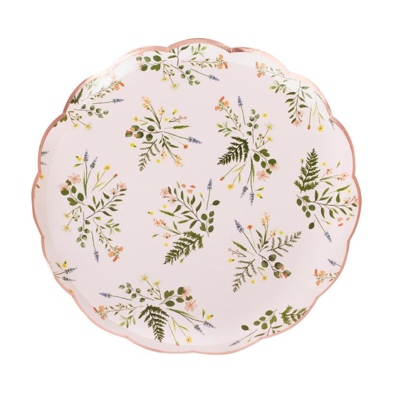 Paper Plates Lets Par Tea Floral Pk/8 21.5cm