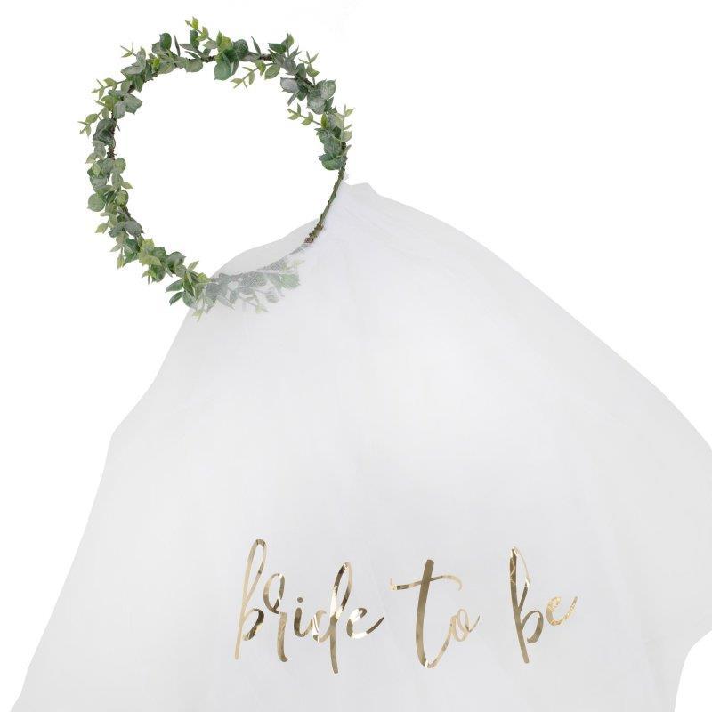 Bride To Be Crown With Veil Hens Party Eucalyptus