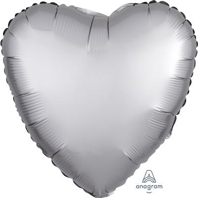 Balloon Foil 45cm Heart Platinum Satin