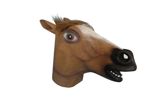 Animal Costume Mask Dark Brown Horse With Mane Deluxe Latex
