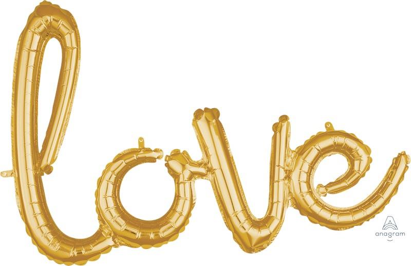 Balloon Shape Love Script Gold