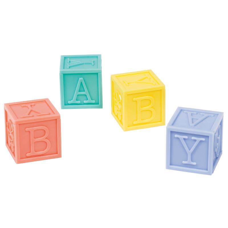 Baby Shower Baby Blocks Multi Coloured 3cm Plastic Pk/4