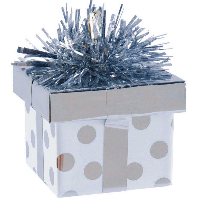 Balloon Weight Gift Box Silver Dots + Discontinued
