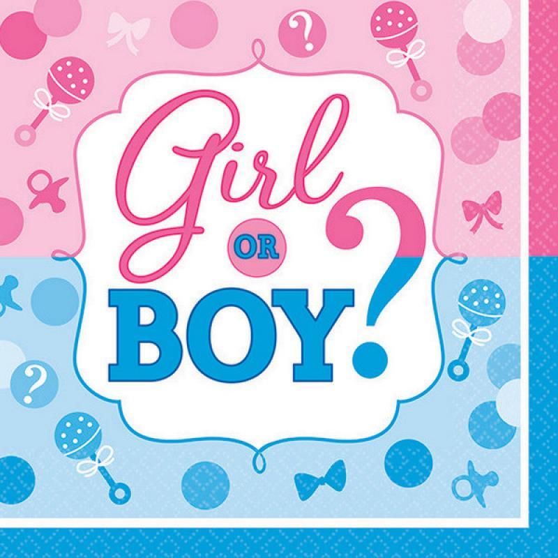 Girl Or Boy? Beverage Napkins Gender Reveal Pk/16