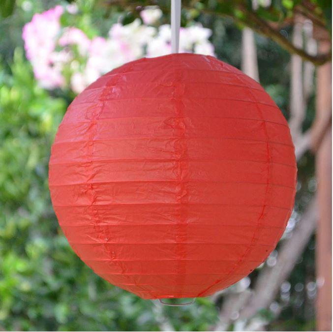 Lantern 35cm Red Round Paper