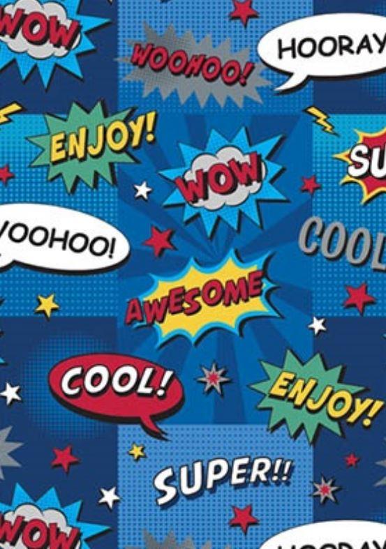 Gift Wrapping Paper Comic Superhero