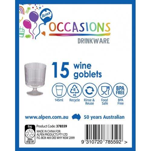 Plastic Wine Glass Goblet 145ml Pk/15