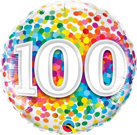 Balloon Foil 45cm Confetti Number 100