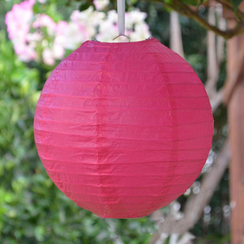 Lantern 20cm Fushcia Pink Round Paper