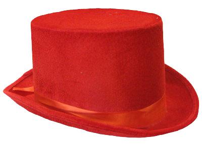 Hat Top Velvet Red 13cm High