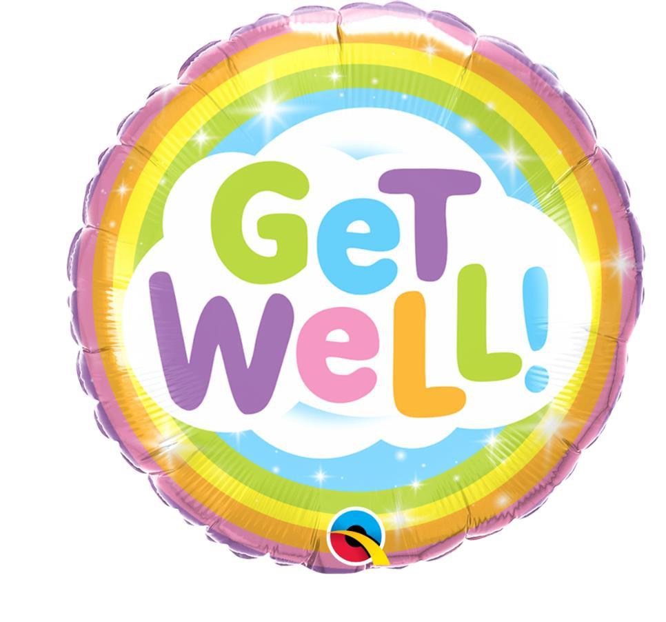 Balloon Foil 45cm Get Well Pastel Rainbow