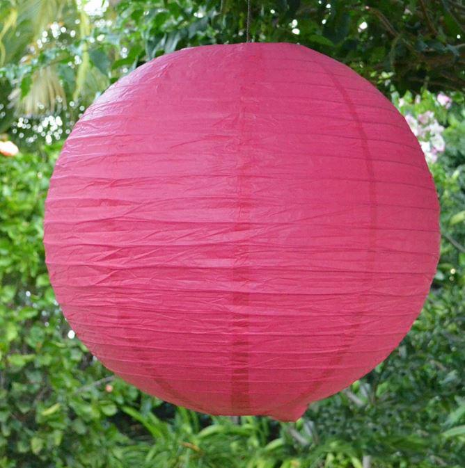 Lantern 35cm Fushcia Pink Round Paper