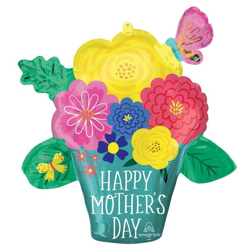 Balloon Foil Shape Happy Mothers Day Flower Pot 66cm X 66cm