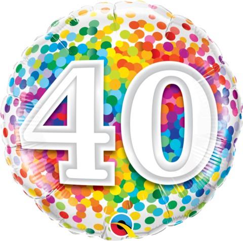 Balloon Foil 45cm Confetti Number 40