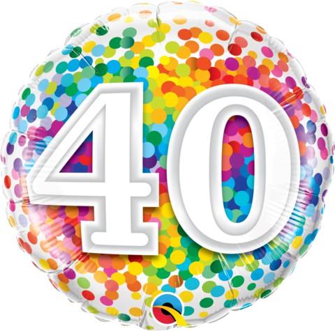 Balloon Foil 45cm Confetti Number 40