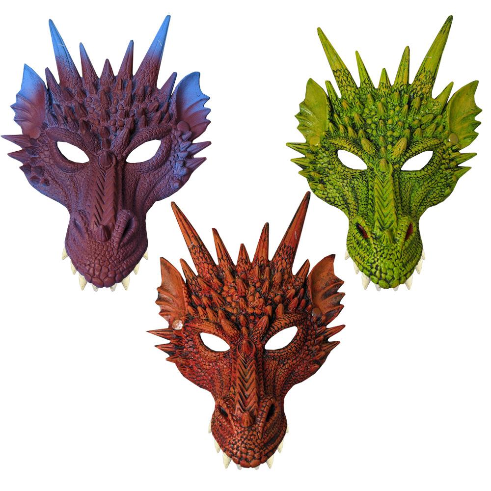 Animal Costume Mask Dragon Each (Assorted Colours Sent When Ordered)