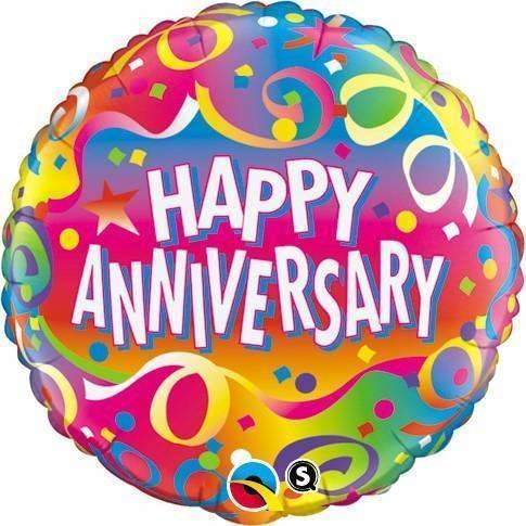 Balloon Foil 45cm Happy Anniversary Confetti Bright