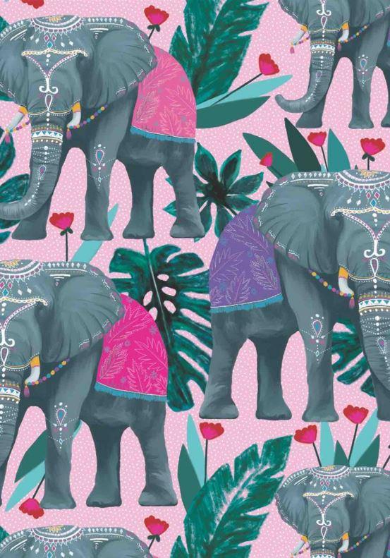 Gift Wrapping Paper Tribal Elephants