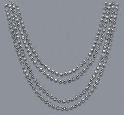 Necklace Bead Metallic Silver Pk/4