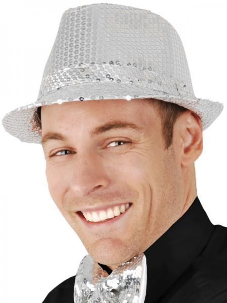 Hat Trilby Fedora Sequin Silver