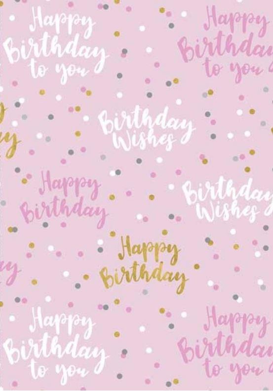 Gift Wrapping Paper Happy Birthday Pink/White/Gold
