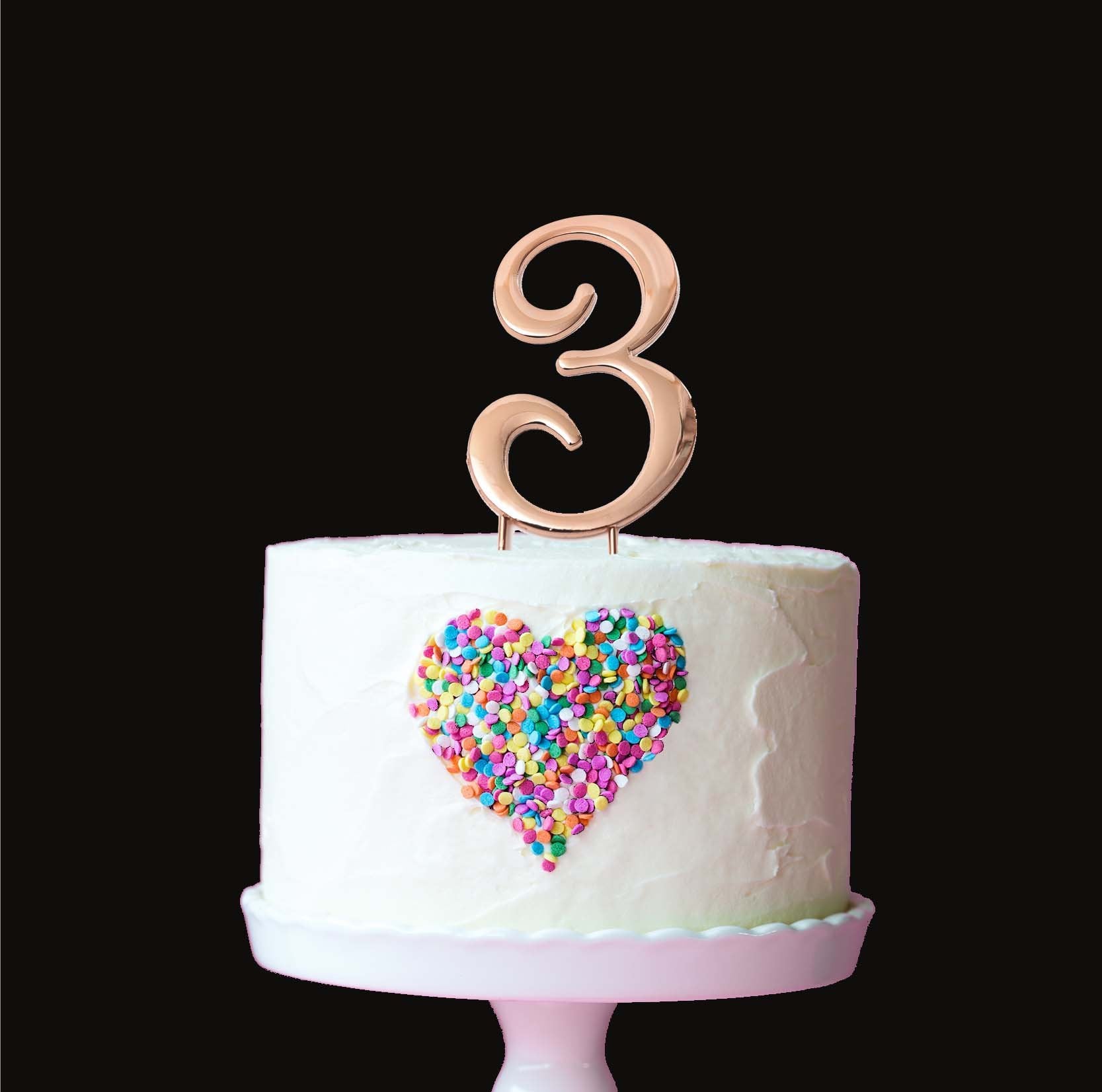 Topper Rose Gold 7cm Num 3