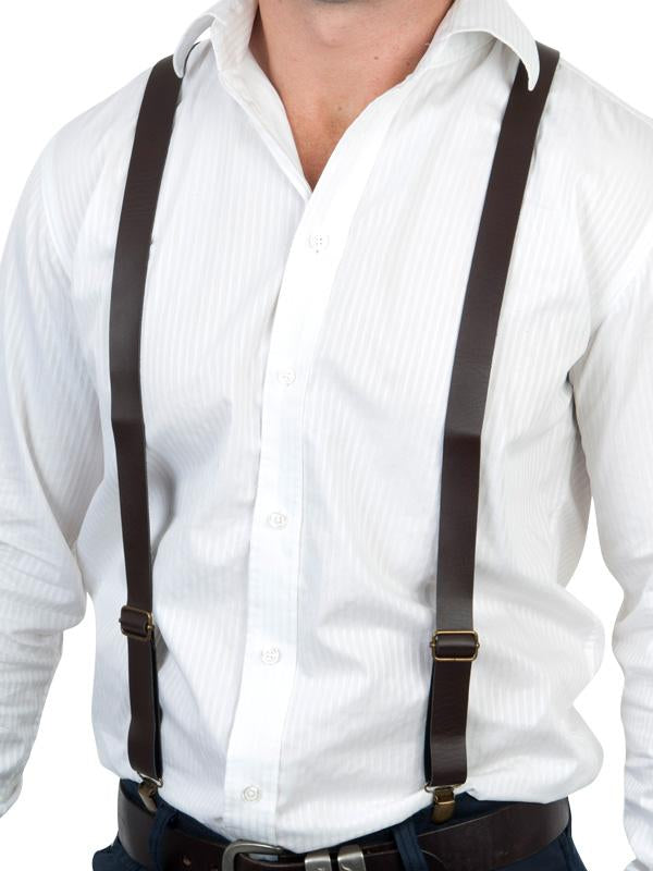 Suspenders/Braces Leather Look Country Squire Brown