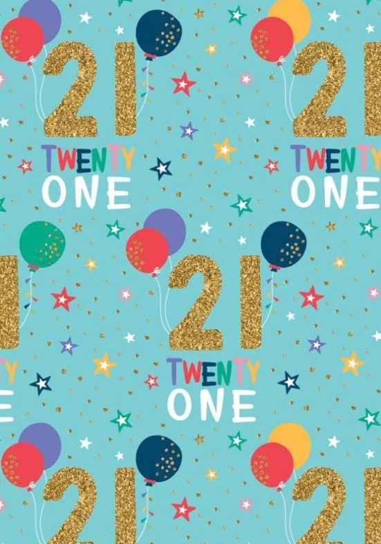 Gift Wrapping Paper 21st Twenty-One Birthday