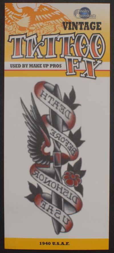 Temporary Tattoo Vintage Death Before Dishonor 1940 United States Air Force
