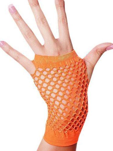 Gloves Fishnet Fingerless Orange