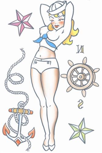 Temporary Tattoo Pin Up Sailor Girl Tinsley